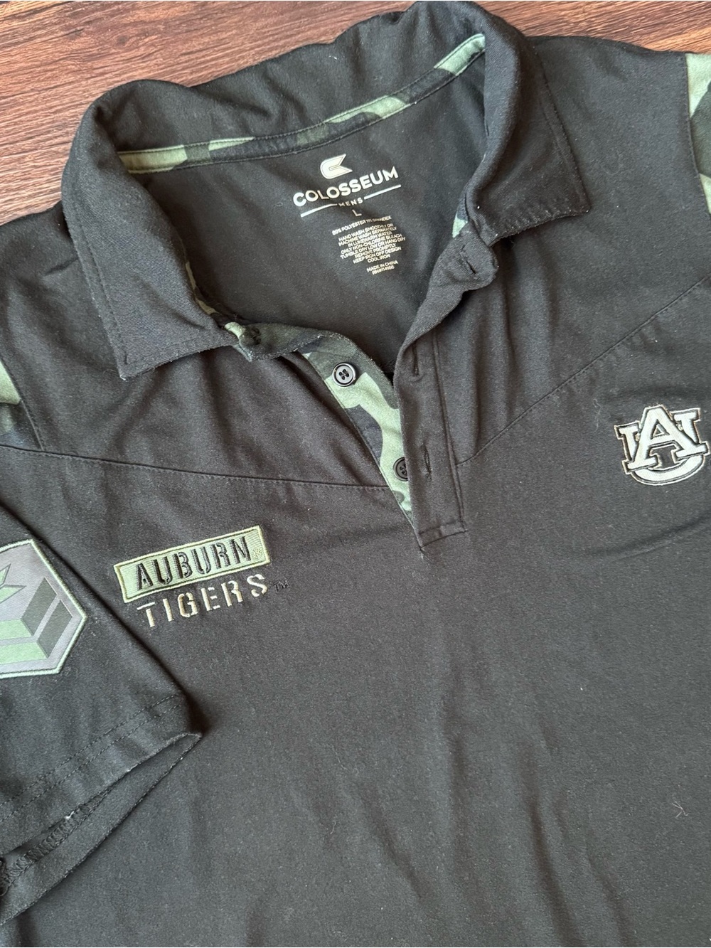 Auburn Tigers Shirt Colosseum OHT Military Appreciation Digital Camo Polo Large